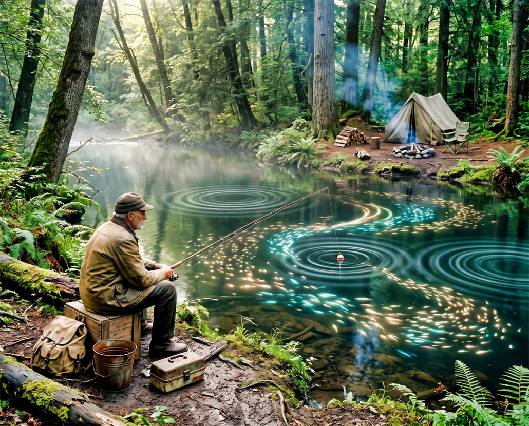 the-knowing-fisherman-vissen-in-dezelfde-vijver Een ervaren visser kiest een rustige route over het water terwijl tientallen moderne vissersboten met geavanceerde apparatuur naar dezelfde drukke vislocatie varen.
